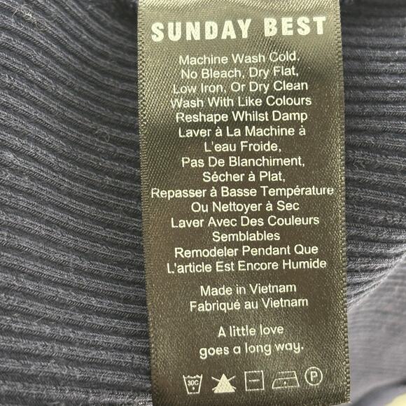 Aritzia Sunday Best Blue Alexi Ribbed Wrap Tie Mini Dress - Picture 9 of 9